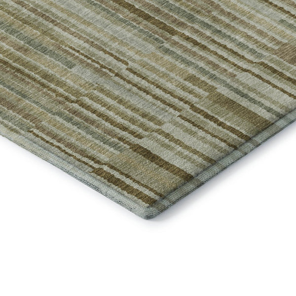 HomeRoots 10' X 14' Khaki And Beige Striped Area Rug - Washable, UV Protected, Non-Slip, Perfect for Families! 717881