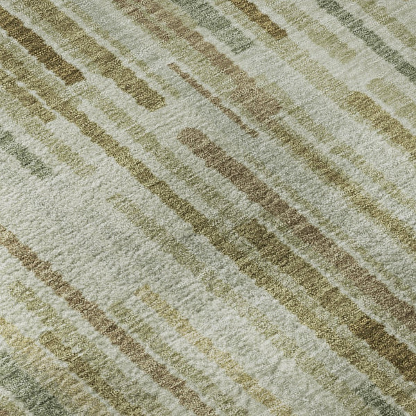 HomeRoots 10' X 14' Khaki And Beige Striped Area Rug - Washable, UV Protected, Non-Slip, Perfect for Families! 717881