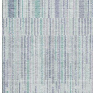HomeRoots 5' X 8' Stylish Mint Green & Denim Blue Striped Washable Area Rug with Stain Resistance & UV Protection 717883