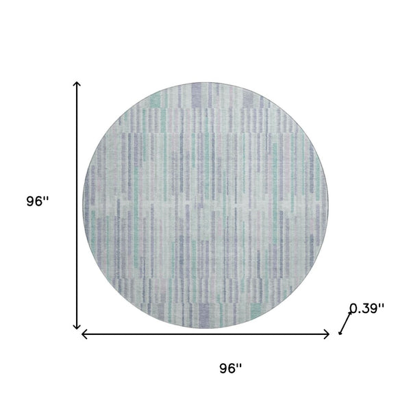 HomeRoots 8' X 10' Coastal Mint Green & Denim Blue Washable Area Rug with UV Protection for Active Homes 717885