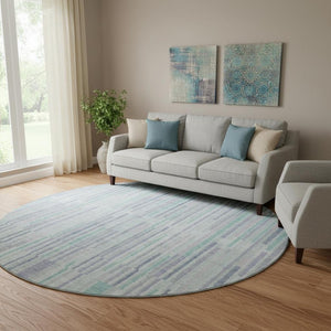 HomeRoots 8' X 10' Coastal Mint Green & Denim Blue Washable Area Rug with UV Protection for Active Homes 717885