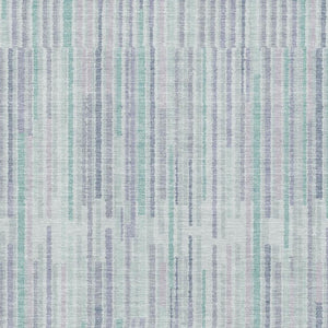 HomeRoots 9' X 12' Coastal Mint Green & Denim Blue Striped Area Rug - Washable, UV Protected & Pet Friendly 717886