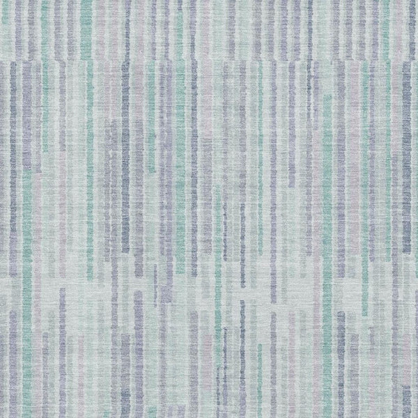 HomeRoots 9' X 12' Coastal Mint Green & Denim Blue Striped Area Rug - Washable, UV Protected & Pet Friendly 717886