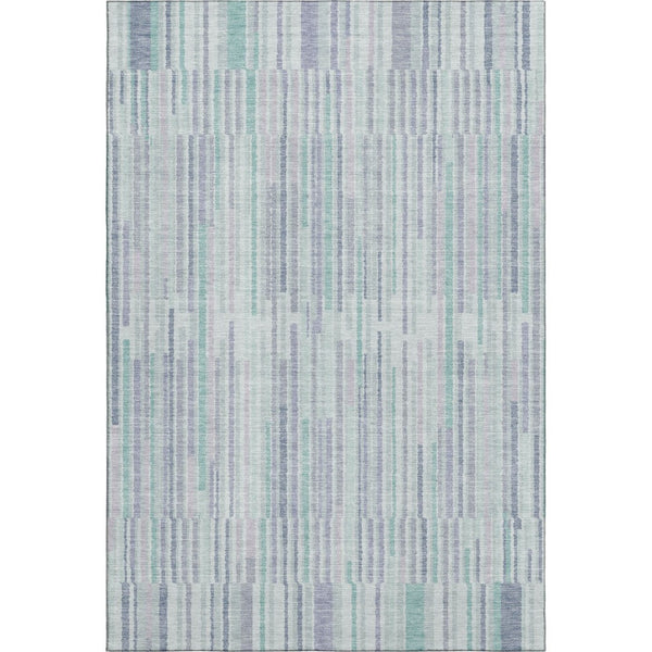 HomeRoots 10' Coastal-Inspired Mint Green & Denim Blue Striped Area Rug - Washable, UV-Protected & Durable! 717887
