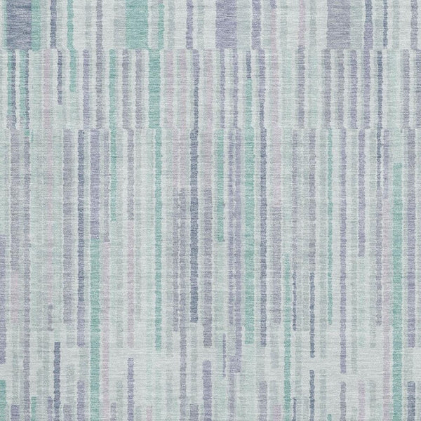 HomeRoots 10' Coastal-Inspired Mint Green & Denim Blue Striped Area Rug - Washable, UV-Protected & Durable! 717887