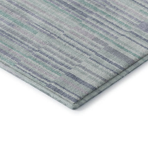HomeRoots 10' Coastal-Inspired Mint Green & Denim Blue Striped Area Rug - Washable, UV-Protected & Durable! 717887