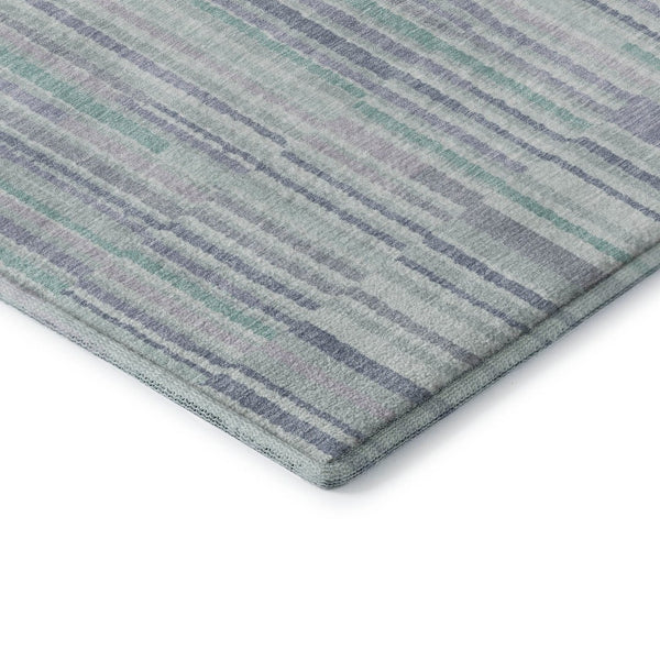 HomeRoots 10' Coastal-Inspired Mint Green & Denim Blue Striped Area Rug - Washable, UV-Protected & Durable! 717887