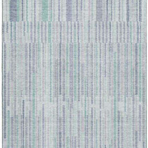 HomeRoots 10' Coastal-Inspired Mint Green & Denim Blue Striped Area Rug - Washable, UV-Protected & Durable! 717887