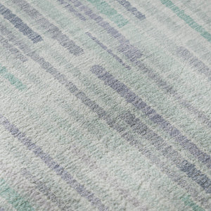 HomeRoots 10' Coastal-Inspired Mint Green & Denim Blue Striped Area Rug - Washable, UV-Protected & Durable! 717887