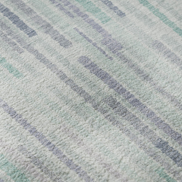 HomeRoots 10' Coastal-Inspired Mint Green & Denim Blue Striped Area Rug - Washable, UV-Protected & Durable! 717887