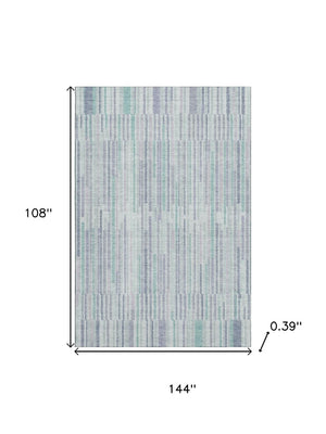 HomeRoots 10' Coastal-Inspired Mint Green & Denim Blue Striped Area Rug - Washable, UV-Protected & Durable! 717887