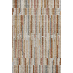 HomeRoots 5' X 8' Striped Washable Area Rug in Rust and Gray - UV Protected, Soft, Durable, Easy-Clean Design 717889