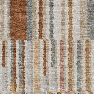 HomeRoots 5' X 8' Striped Washable Area Rug in Rust and Gray - UV Protected, Soft, Durable, Easy-Clean Design 717889