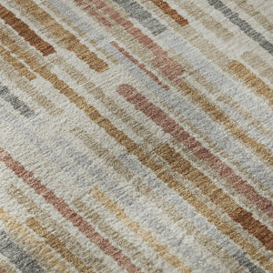 HomeRoots 5' X 8' Striped Washable Area Rug in Rust and Gray - UV Protected, Soft, Durable, Easy-Clean Design 717889