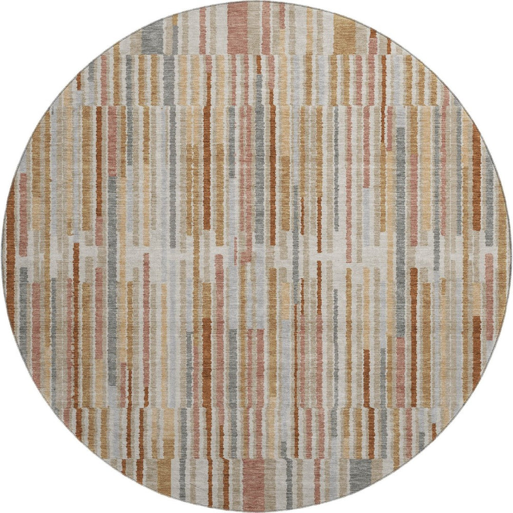 HomeRoots 8' X 10' Stylish Rust and Gray Striped Washable Area Rug with UV Protection for Active Homes 717891