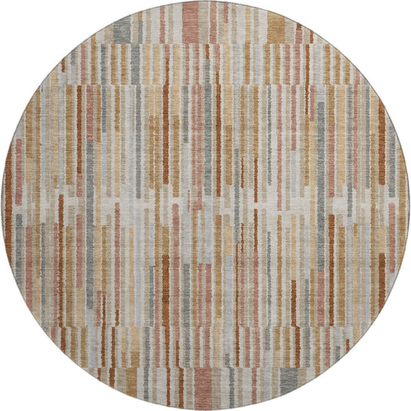 HomeRoots 8' X 10' Stylish Rust and Gray Striped Washable Area Rug with UV Protection for Active Homes 717891