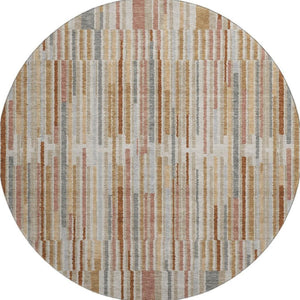 HomeRoots 8' X 10' Stylish Rust and Gray Striped Washable Area Rug with UV Protection for Active Homes 717891