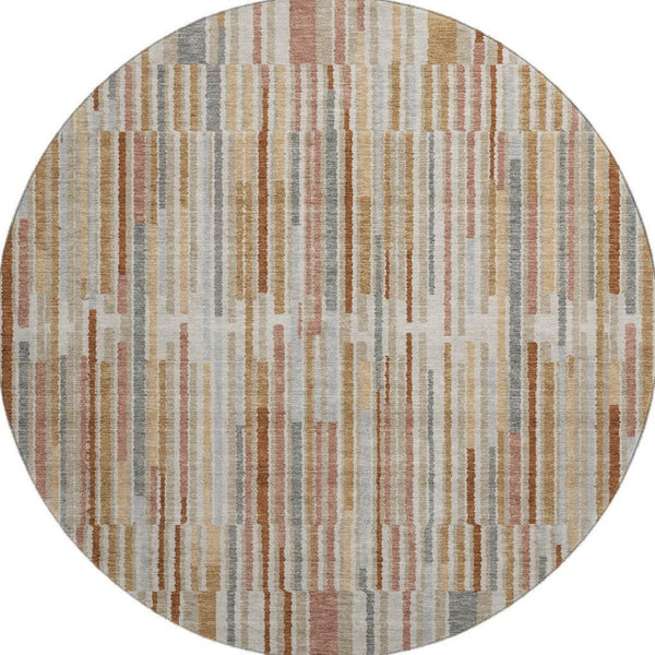 HomeRoots 8' X 10' Stylish Rust and Gray Striped Washable Area Rug with UV Protection for Active Homes 717891