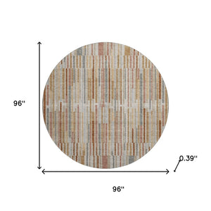 HomeRoots 8' X 10' Stylish Rust and Gray Striped Washable Area Rug with UV Protection for Active Homes 717891