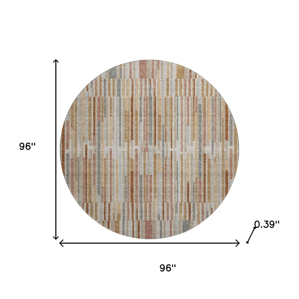 HomeRoots 8' X 10' Stylish Rust and Gray Striped Washable Area Rug with UV Protection for Active Homes 717891