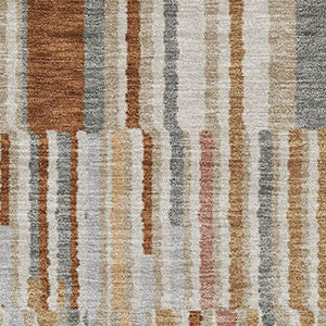 HomeRoots 9' X 12' Stylish Rust and Gray Striped Washable Area Rug with UV Protection for Active Homes 717892