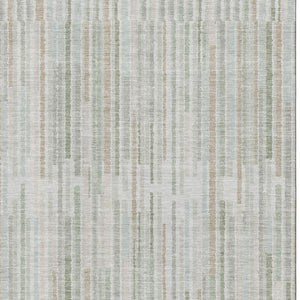 HomeRoots 5' X 8' Sage And Ivory Striped Area Rug - Washable, UV-Protected, Durable Design for High-Traffic Spaces 717895