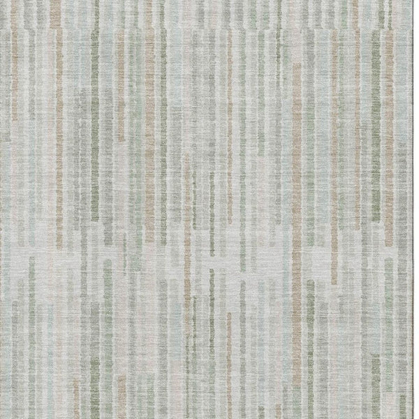HomeRoots 5' X 8' Sage And Ivory Striped Area Rug - Washable, UV-Protected, Durable Design for High-Traffic Spaces 717895