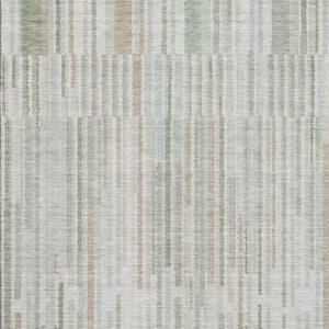 HomeRoots 8' Sage and Ivory Striped Washable Round Rug – Durable, UV-Protected, Easy-Clean for Any Room! 717896