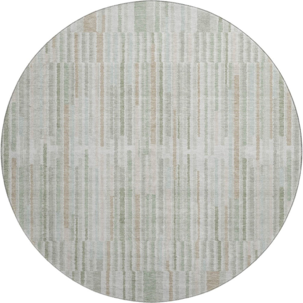 HomeRoots 8' X 10' Sage and Ivory Striped Washable Area Rug - Durable, UV-Protected, Stain-Resistant Design! 717897