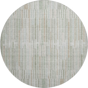 HomeRoots 8' X 10' Sage and Ivory Striped Washable Area Rug - Durable, UV-Protected, Stain-Resistant Design! 717897