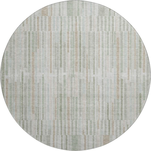 HomeRoots 8' X 10' Sage and Ivory Striped Washable Area Rug - Durable, UV-Protected, Stain-Resistant Design! 717897
