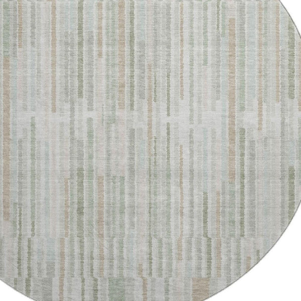 HomeRoots 8' X 10' Sage and Ivory Striped Washable Area Rug - Durable, UV-Protected, Stain-Resistant Design! 717897