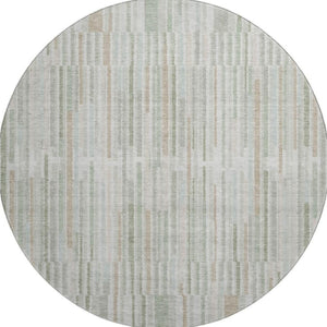 HomeRoots 8' X 10' Sage and Ivory Striped Washable Area Rug - Durable, UV-Protected, Stain-Resistant Design! 717897