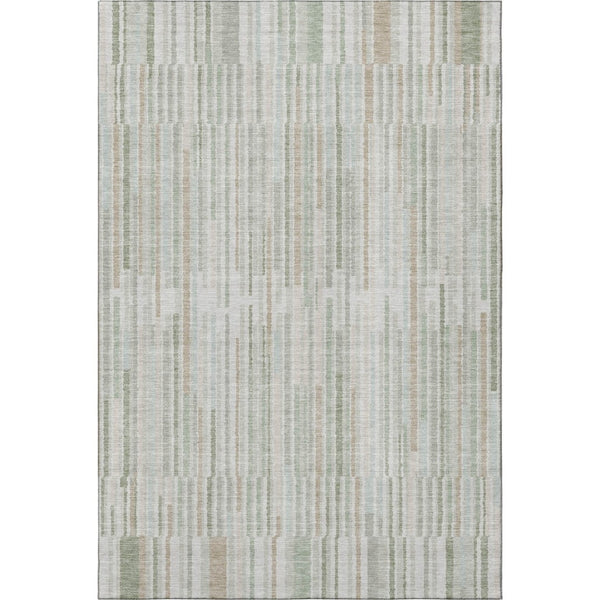 HomeRoots 9' X 12' Sage and Ivory Striped Washable Area Rug - Durable, Stylish, UV-Protected for Any Room 717898