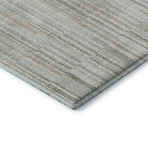 HomeRoots 9' X 12' Sage and Ivory Striped Washable Area Rug - Durable, Stylish, UV-Protected for Any Room 717898
