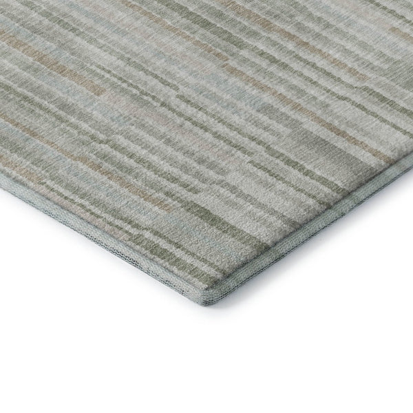 HomeRoots 9' X 12' Sage and Ivory Striped Washable Area Rug - Durable, Stylish, UV-Protected for Any Room 717898