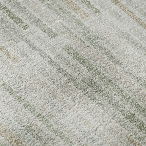 HomeRoots 9' X 12' Sage and Ivory Striped Washable Area Rug - Durable, Stylish, UV-Protected for Any Room 717898