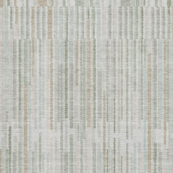 HomeRoots 10' Sage and Ivory Striped Washable Area Rug - Durable, Stain Resistant, UV Protected for Family Spaces 717899