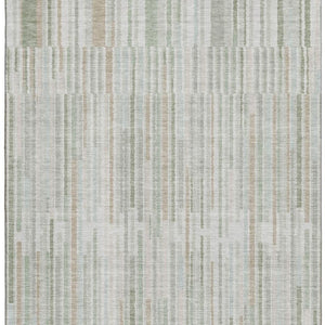 HomeRoots 10' Sage and Ivory Striped Washable Area Rug - Durable, Stain Resistant, UV Protected for Family Spaces 717899