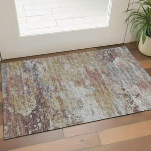 HomeRoots 5' X 8' Stylish Teal and Brown Striped Washable Area Rug – Durable, UV Protected, Kid & Pet-Friendly! 717901