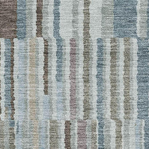 HomeRoots 8' Teal And Brown Striped Washable Round Rug – Durable, UV-Protected, Perfect for Homes with Kids & Pets 717902