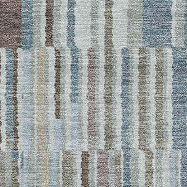 HomeRoots 8' Teal And Brown Striped Washable Round Rug – Durable, UV-Protected, Perfect for Homes with Kids & Pets 717902