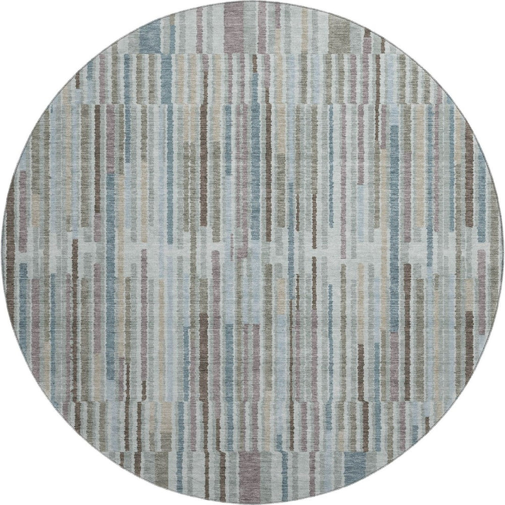 HomeRoots 8' X 10' Teal and Brown Striped Area Rug - Washable, UV-Protected, Stain-Resistant for Any Room 717903