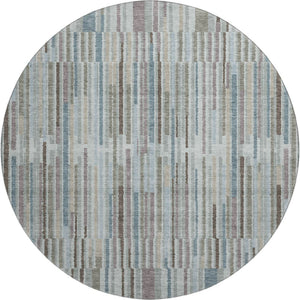HomeRoots 8' X 10' Teal and Brown Striped Area Rug - Washable, UV-Protected, Stain-Resistant for Any Room 717903