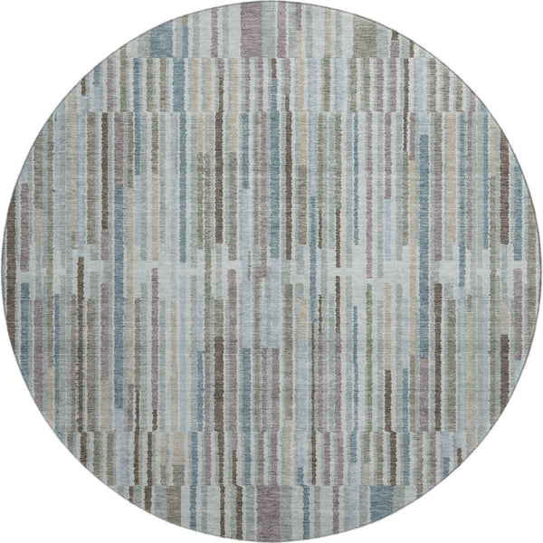 HomeRoots 8' X 10' Teal and Brown Striped Area Rug - Washable, UV-Protected, Stain-Resistant for Any Room 717903