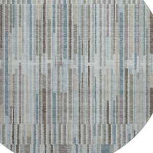 HomeRoots 8' X 10' Teal and Brown Striped Area Rug - Washable, UV-Protected, Stain-Resistant for Any Room 717903