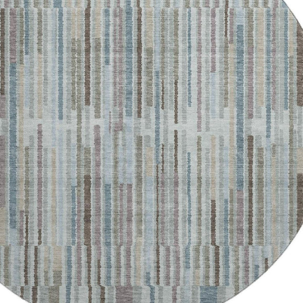 HomeRoots 8' X 10' Teal and Brown Striped Area Rug - Washable, UV-Protected, Stain-Resistant for Any Room 717903