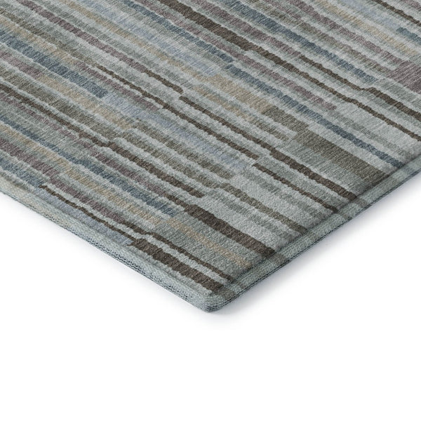 HomeRoots 8' X 10' Teal and Brown Striped Area Rug - Washable, UV-Protected, Stain-Resistant for Any Room 717903