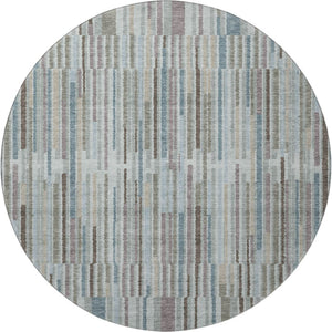HomeRoots 8' X 10' Teal and Brown Striped Area Rug - Washable, UV-Protected, Stain-Resistant for Any Room 717903