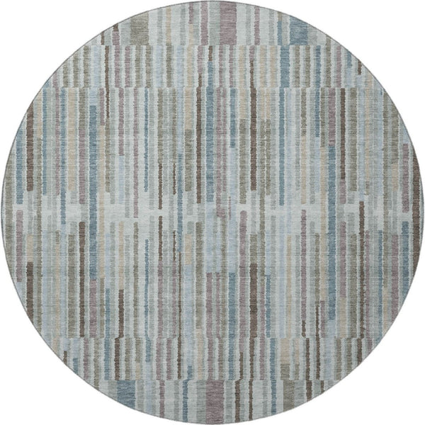 HomeRoots 8' X 10' Teal and Brown Striped Area Rug - Washable, UV-Protected, Stain-Resistant for Any Room 717903